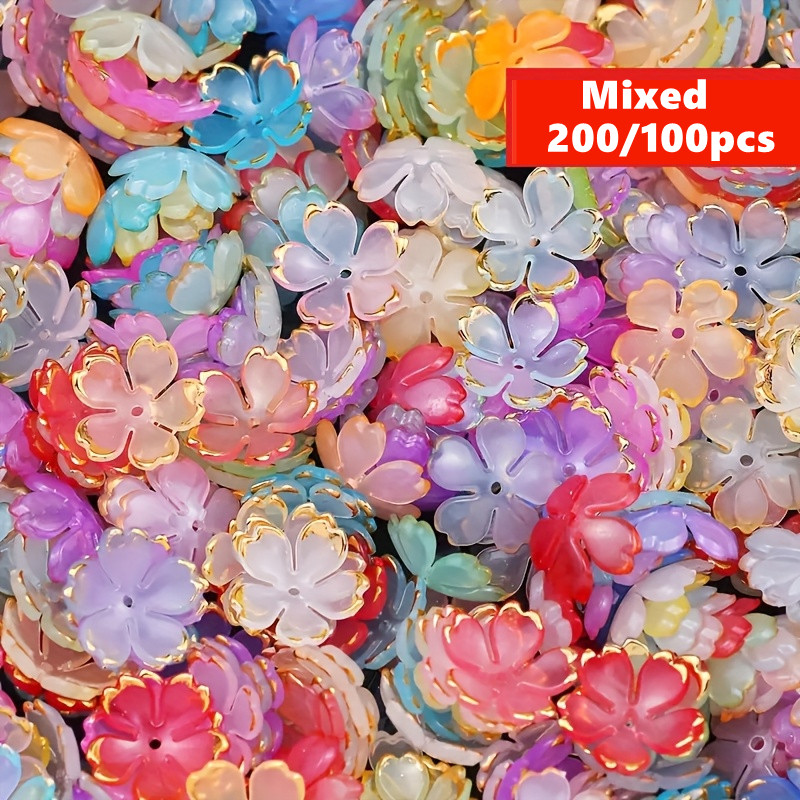 Embroidery Embellishments - 200/100 قطعة من الخرز الأكريليك الملون