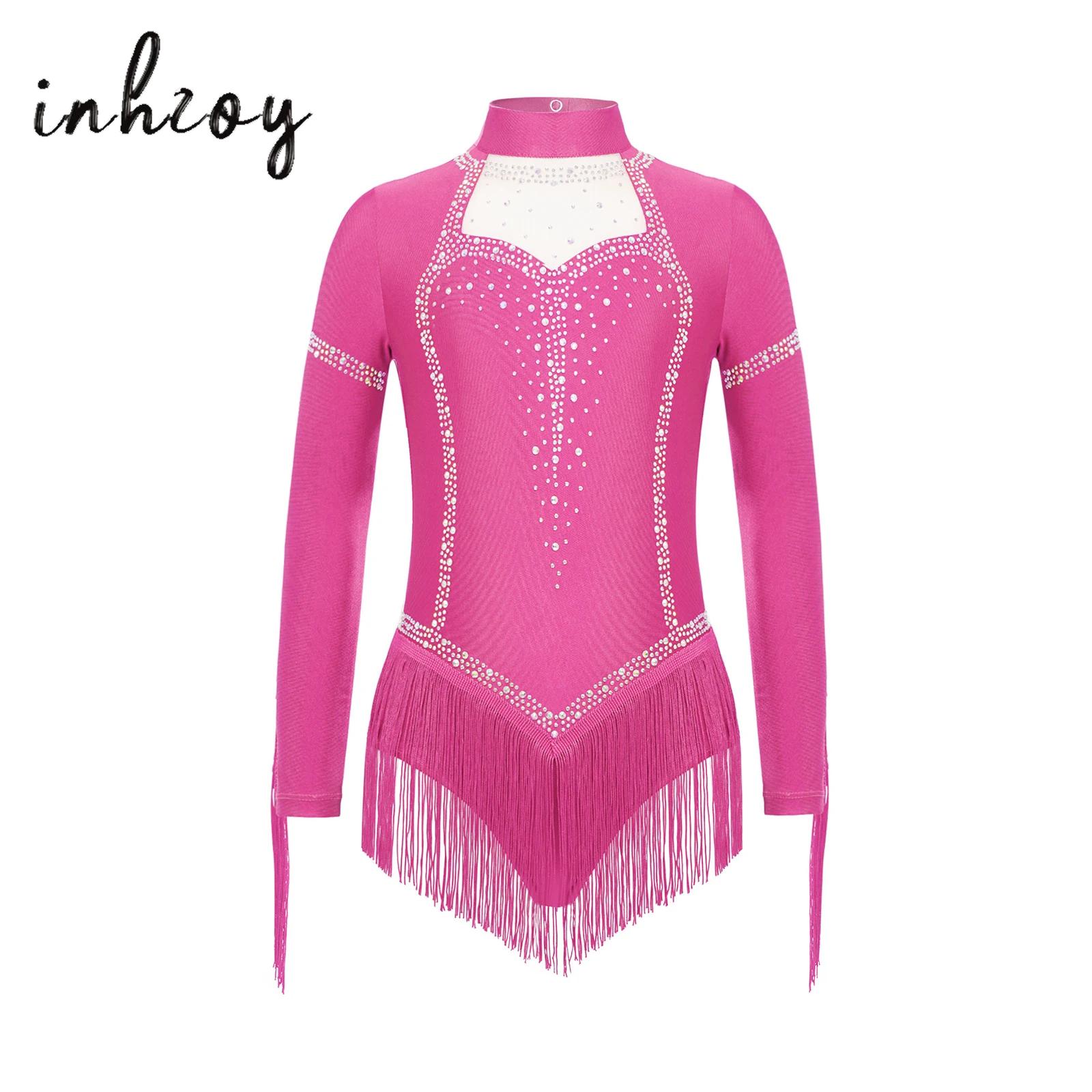 Rhinestone Banding Trim - بدلة رقص لاتينية للأطفال البنات بأكمام