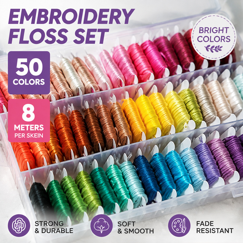 Embroidery Craft - طقم خيوط تطريز من القطن 100%